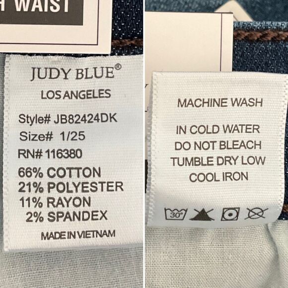 Judy Blue Bloom High Rise Jeans Skinny Fit Side Slit 25 - Picture 6 of 8